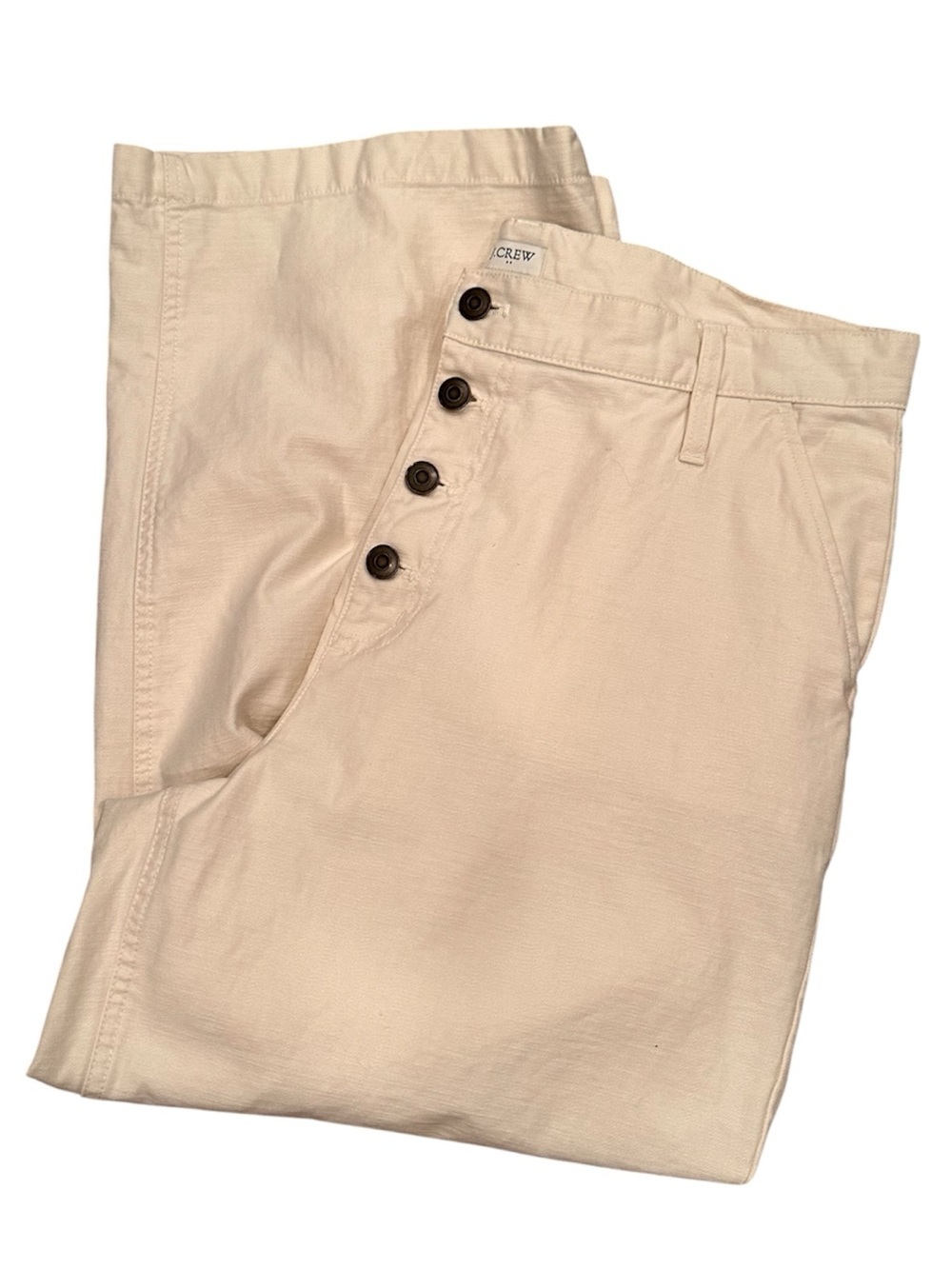 J. Crew Factory Cream Button-Fly Pants Neutral Versatile Lightweight Sz 31